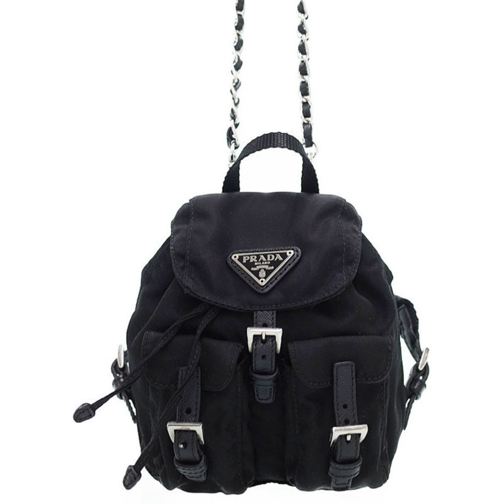 Prada Backpack Type Mini Chain Shoulder Bag Black